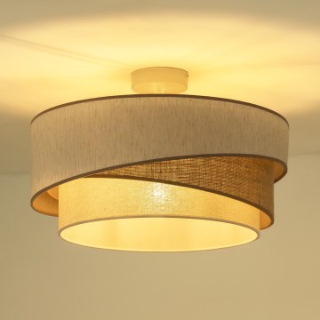 Duolla - Candeeiro integrado KOBO 1xE27/15W/230V diâmetro 45 cm bege/castanho/branco
