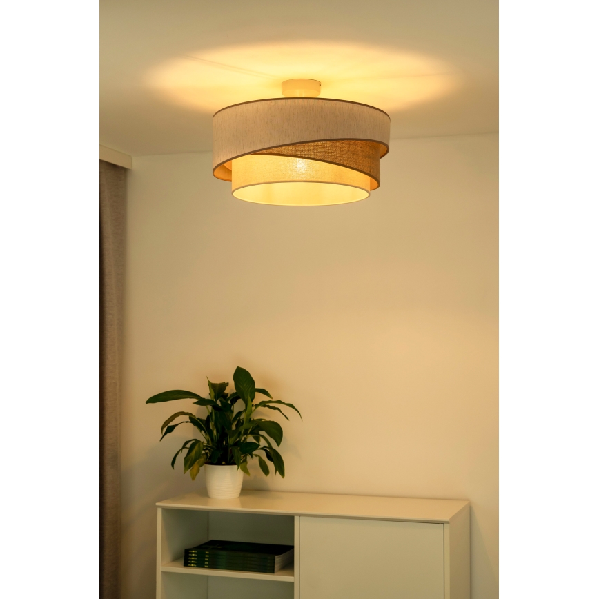 Duolla - Candeeiro integrado KOBO 1xE27/15W/230V diâmetro 45 cm bege/castanho/branco