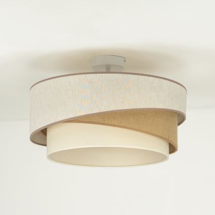 Duolla - Candeeiro integrado KOBO 1xE27/15W/230V diâmetro 45 cm bege/castanho/branco