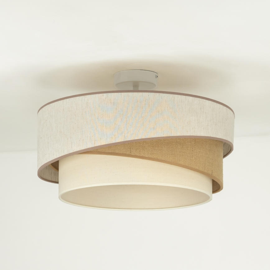 Duolla - Candeeiro integrado KOBO 1xE27/15W/230V diâmetro 45 cm bege/castanho/branco