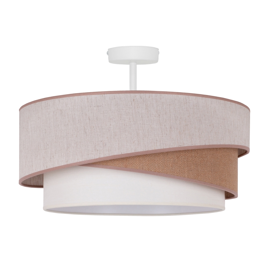 Duolla - Candeeiro integrado KOBO 1xE27/15W/230V diâmetro 45 cm bege/castanho/branco