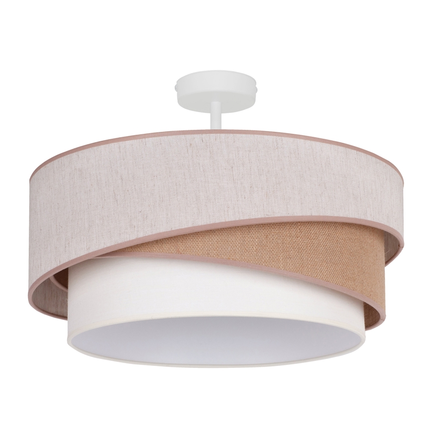 Duolla - Candeeiro integrado KOBO 1xE27/15W/230V diâmetro 45 cm bege/castanho/branco