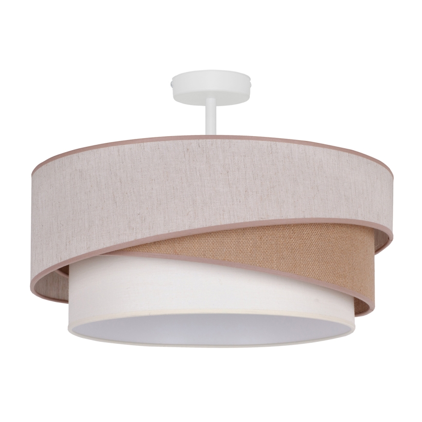 Duolla - Candeeiro integrado KOBO 1xE27/15W/230V diâmetro 45 cm bege/castanho/branco