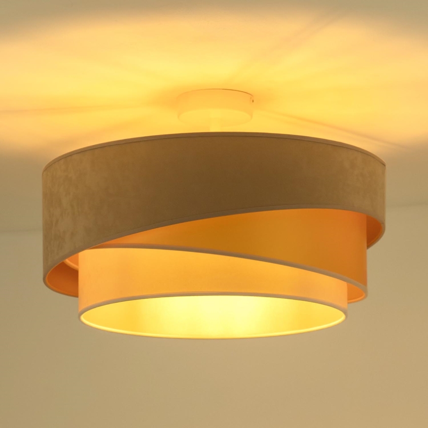 Duolla - Candeeiro integrado KOBO 1xE27/15W/230V diâmetro 45 cm bege/dourado/creme