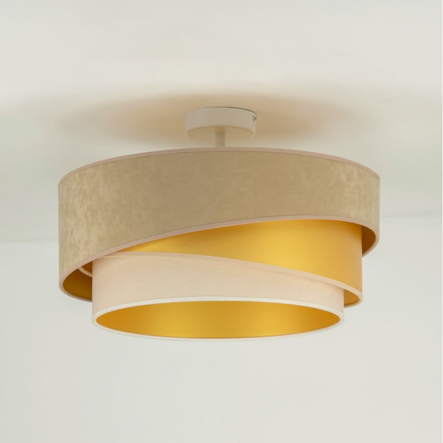 Duolla - Candeeiro integrado KOBO 1xE27/15W/230V diâmetro 45 cm bege/dourado/creme
