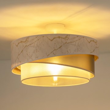 Duolla - Candeeiro integrado KOBO 1xE27/15W/230V diâmetro 45 cm branco/dourado