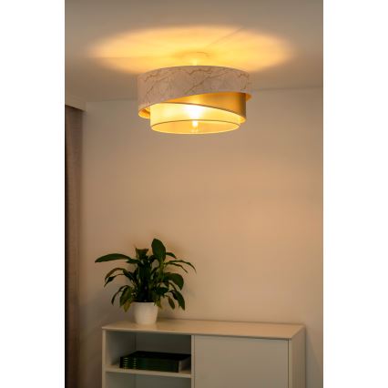 Duolla - Candeeiro integrado KOBO 1xE27/15W/230V diâmetro 45 cm branco/dourado