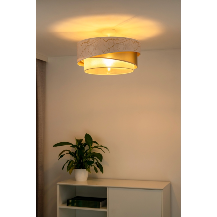Duolla - Candeeiro integrado KOBO 1xE27/15W/230V diâmetro 45 cm branco/dourado