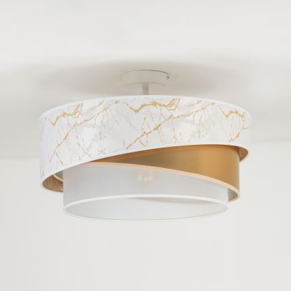 Duolla - Candeeiro integrado KOBO 1xE27/15W/230V diâmetro 45 cm branco/dourado
