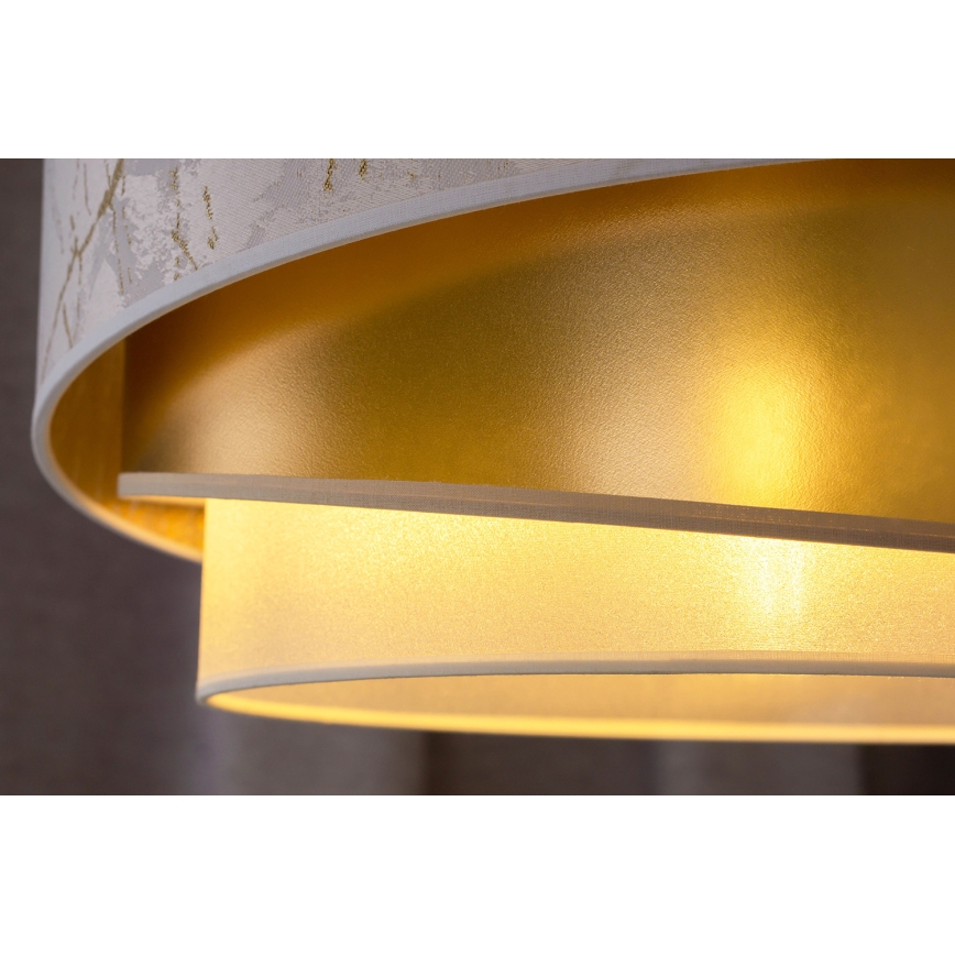 Duolla - Candeeiro integrado KOBO 1xE27/15W/230V diâmetro 45 cm branco/dourado