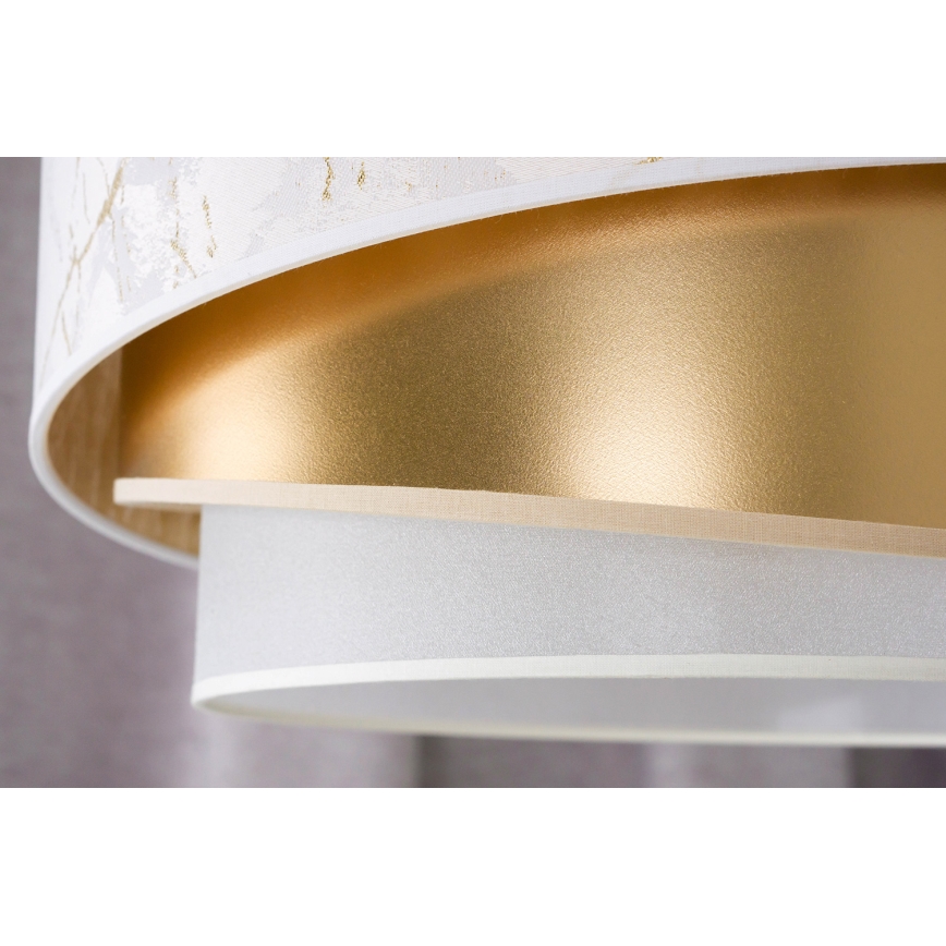 Duolla - Candeeiro integrado KOBO 1xE27/15W/230V diâmetro 45 cm branco/dourado