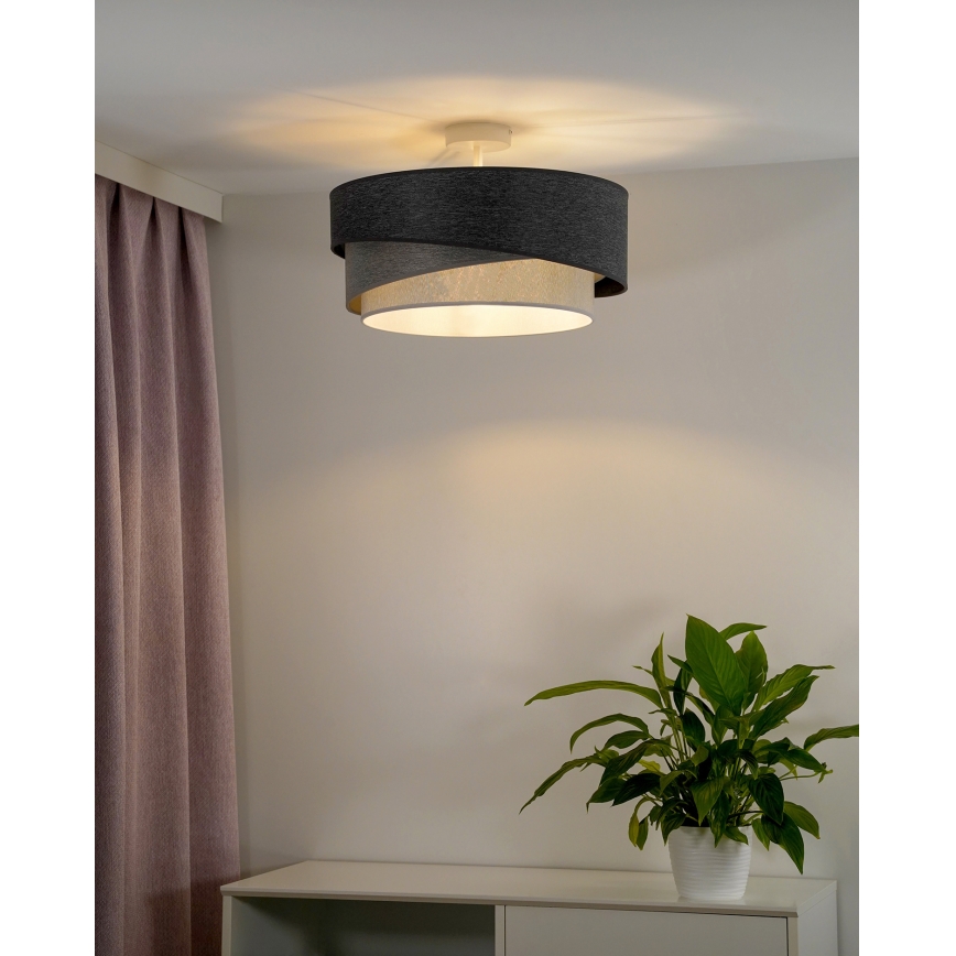 Duolla - Candeeiro integrado KOBO 1xE27/15W/230V diâmetro 45 cm cinzento/branco