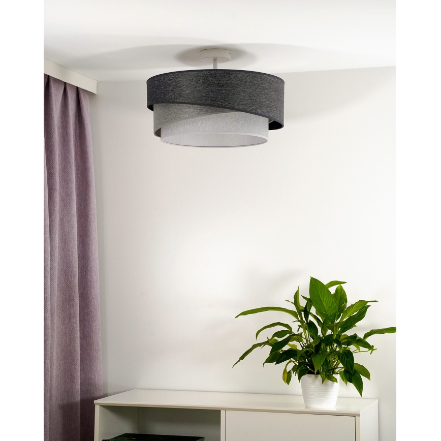 Duolla - Candeeiro integrado KOBO 1xE27/15W/230V diâmetro 45 cm cinzento/branco