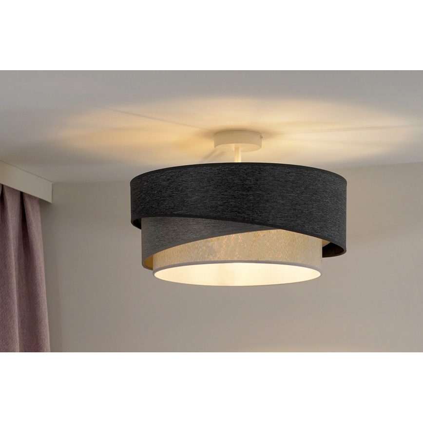 Duolla - Candeeiro integrado KOBO 1xE27/15W/230V diâmetro 45 cm cinzento/branco