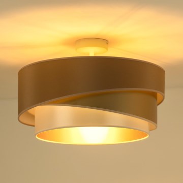 Duolla - Candeeiro integrado KOBO 1xE27/15W/230V diâmetro 45 cm cobre/dourado/branco