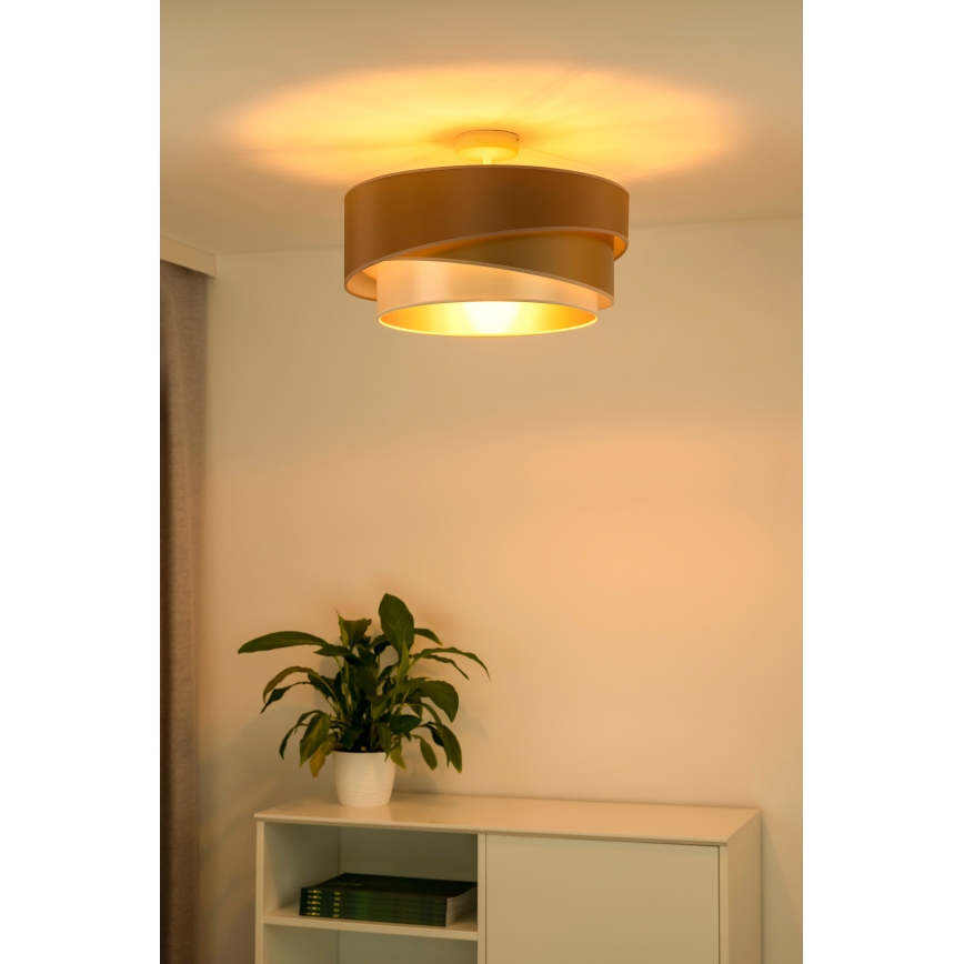 Duolla - Candeeiro integrado KOBO 1xE27/15W/230V diâmetro 45 cm cobre/dourado/branco