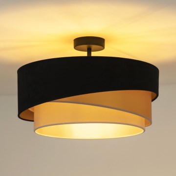 Duolla - Candeeiro integrado KOBO 1xE27/15W/230V diâmetro 45 cm preto/dourado/creme