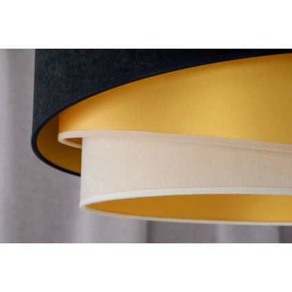 Duolla - Candeeiro integrado KOBO 1xE27/15W/230V diâmetro 45 cm preto/dourado/creme