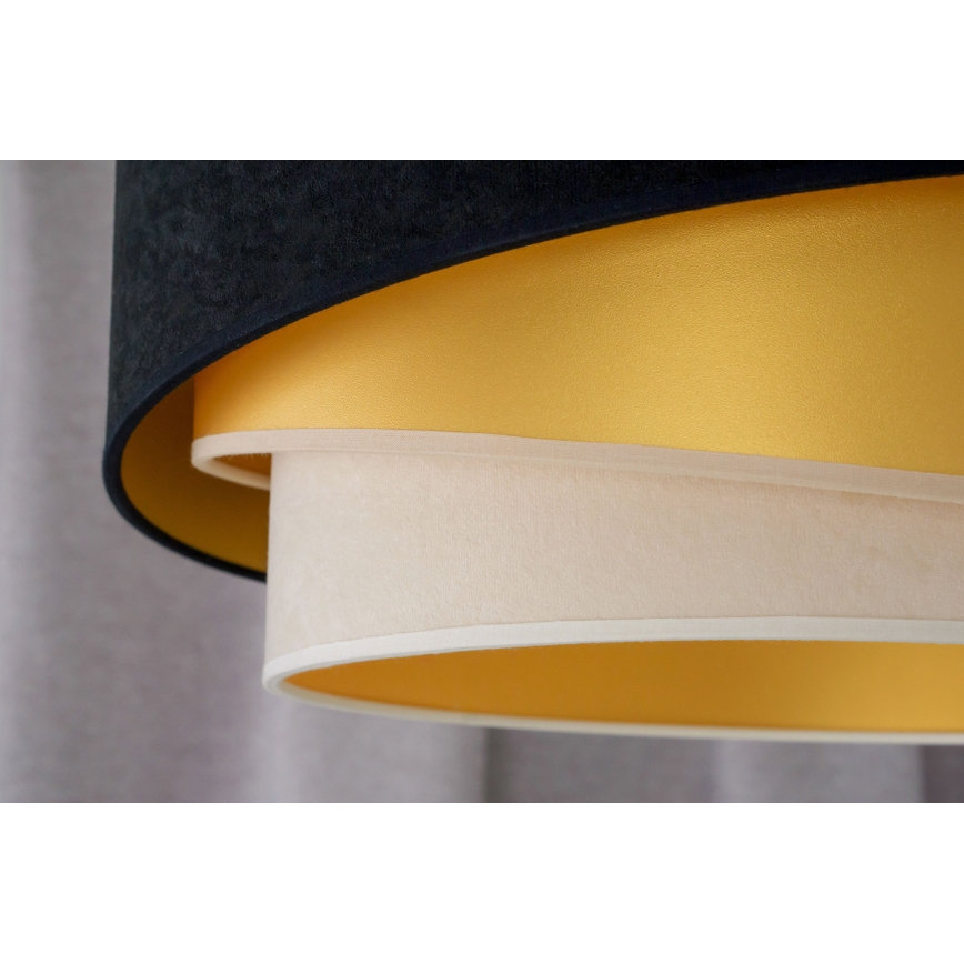Duolla - Candeeiro integrado KOBO 1xE27/15W/230V diâmetro 45 cm preto/dourado/creme