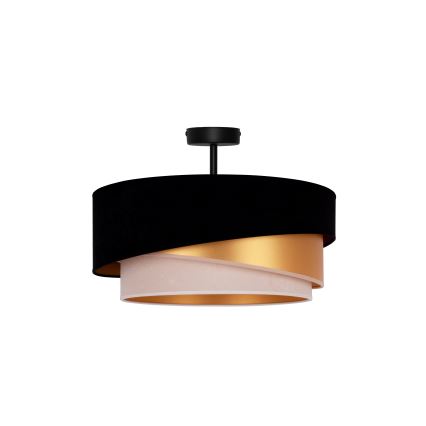 Duolla - Candeeiro integrado KOBO 1xE27/15W/230V diâmetro 45 cm preto/dourado/creme