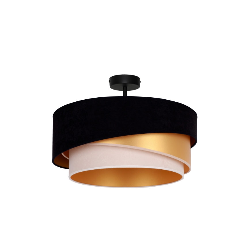 Duolla - Candeeiro integrado KOBO 1xE27/15W/230V diâmetro 45 cm preto/dourado/creme