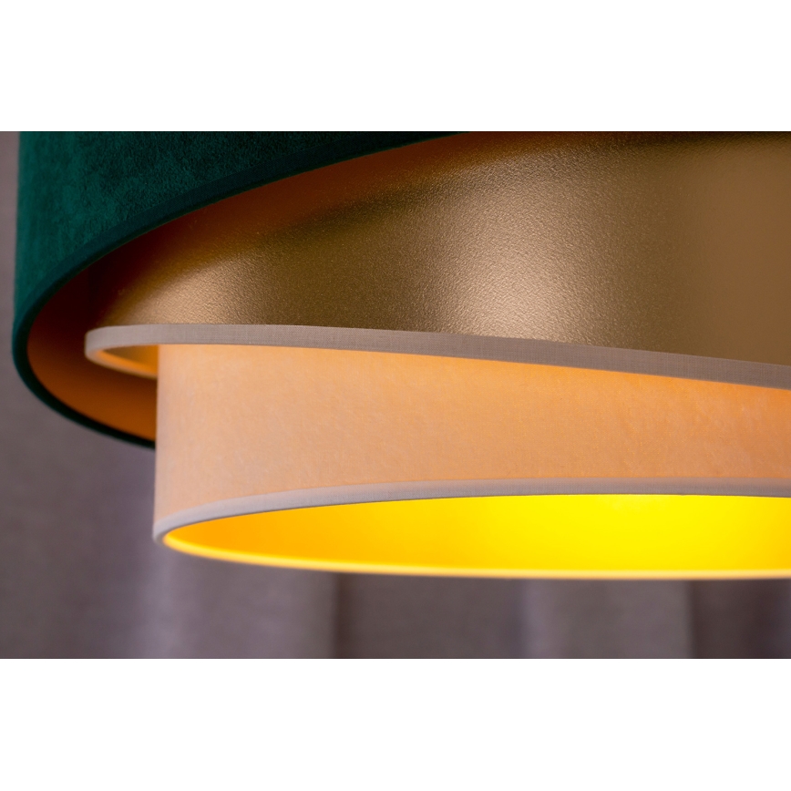 Duolla - Candeeiro integrado KOBO 1xE27/15W/230V diâmetro 45 cm verde/dourado/creme