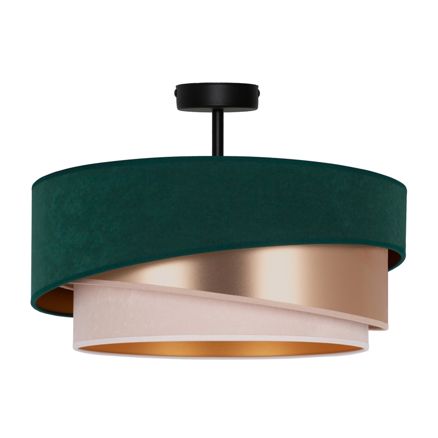 Duolla - Candeeiro integrado KOBO 1xE27/15W/230V diâmetro 45 cm verde/dourado/creme