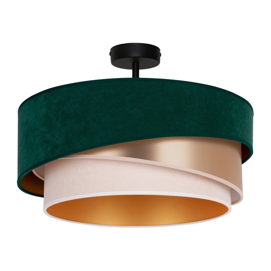 Duolla - Candeeiro integrado KOBO 1xE27/15W/230V diâmetro 45 cm verde/dourado/creme
