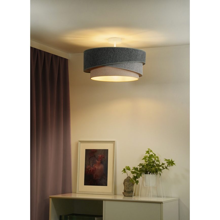 Duolla - Candeeiro integrado KOBO ECO RECYCLING 1xE27/15W/230V diâmetro 45 cm verde/cinzento/creme