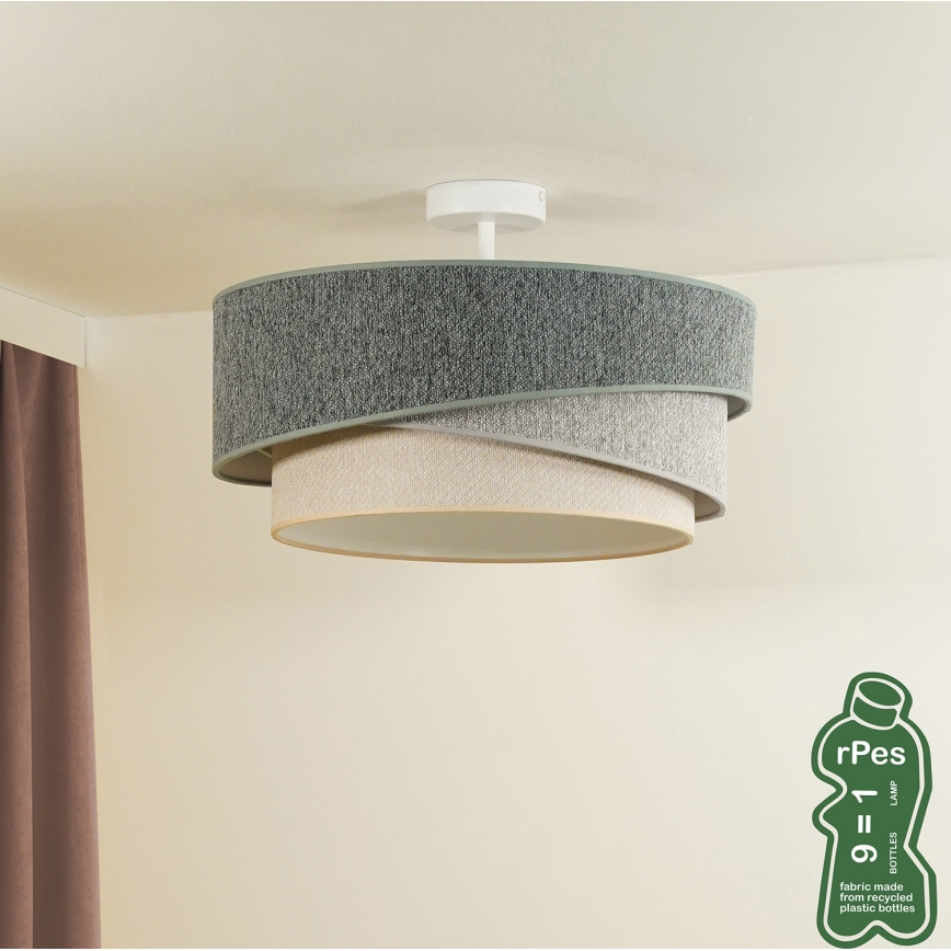 Duolla - Candeeiro integrado KOBO ECO RECYCLING 1xE27/15W/230V diâmetro 45 cm verde/cinzento/creme