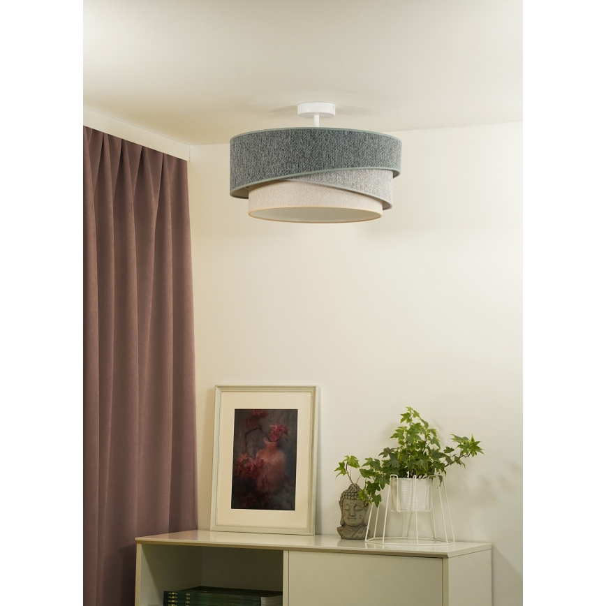Duolla - Candeeiro integrado KOBO ECO RECYCLING 1xE27/15W/230V diâmetro 45 cm verde/cinzento/creme