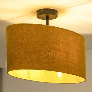 Duolla - Candeeiro integrado OVAL 1xE27/15W/230V castanho