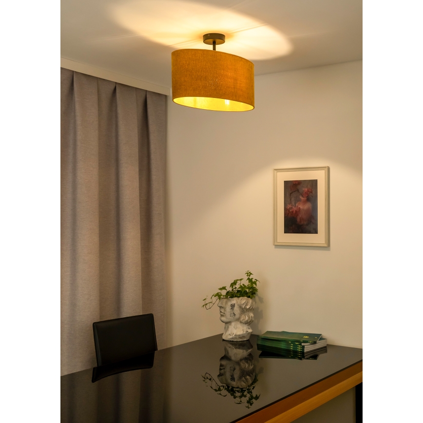 Duolla - Candeeiro integrado OVAL 1xE27/15W/230V castanho