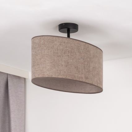 Duolla - Candeeiro integrado OVAL 1xE27/15W/230V castanho