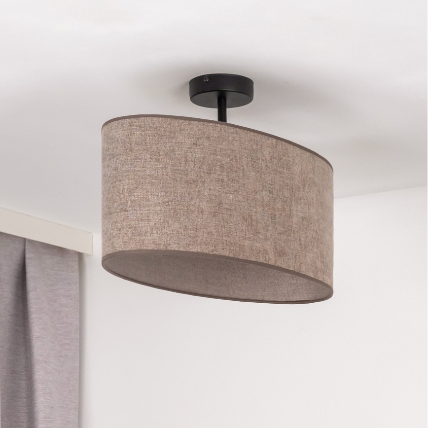 Duolla - Candeeiro integrado OVAL 1xE27/15W/230V castanho