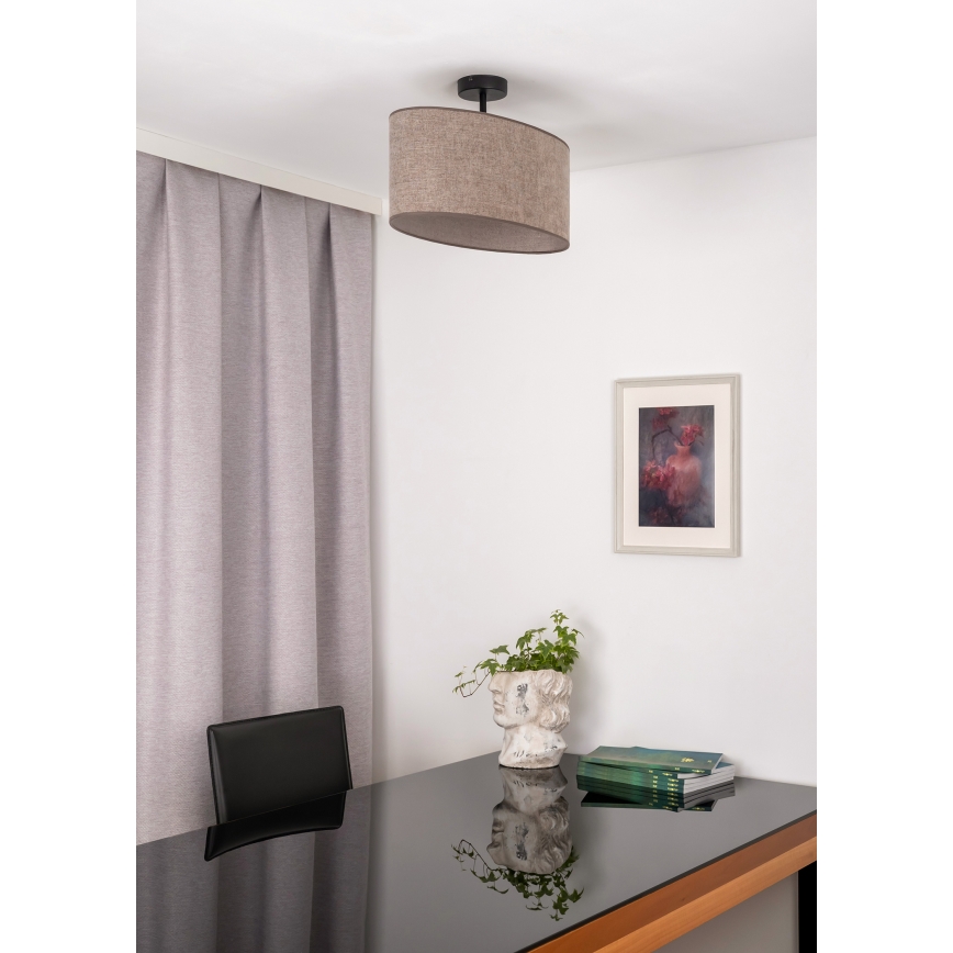 Duolla - Candeeiro integrado OVAL 1xE27/15W/230V castanho