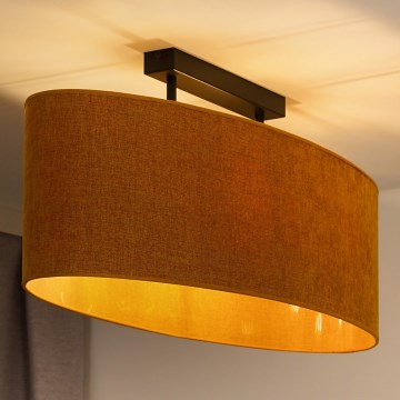 Duolla - Candeeiro integrado OVAL 2xE27/15W/230V castanho