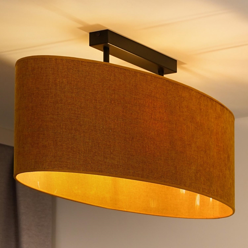 Duolla - Candeeiro integrado OVAL 2xE27/15W/230V castanho