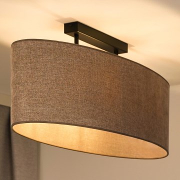 Duolla - Candeeiro integrado OVAL 2xE27/15W/230V castanho
