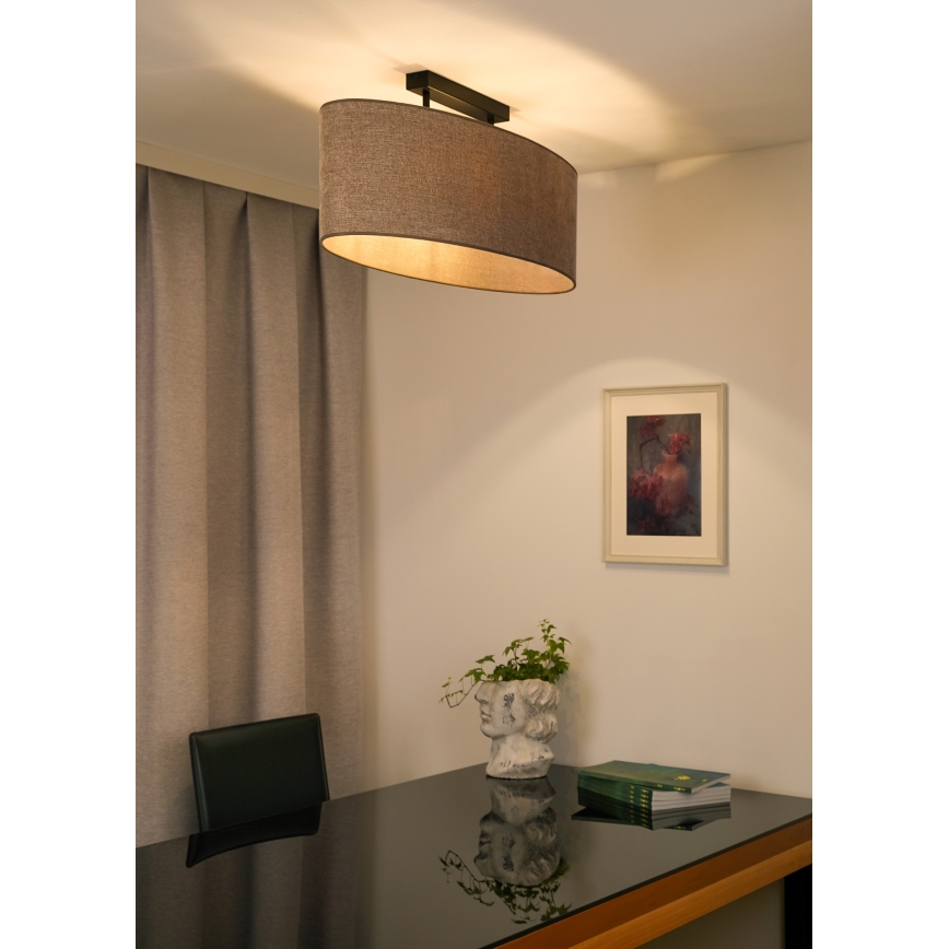 Duolla - Candeeiro integrado OVAL 2xE27/15W/230V castanho