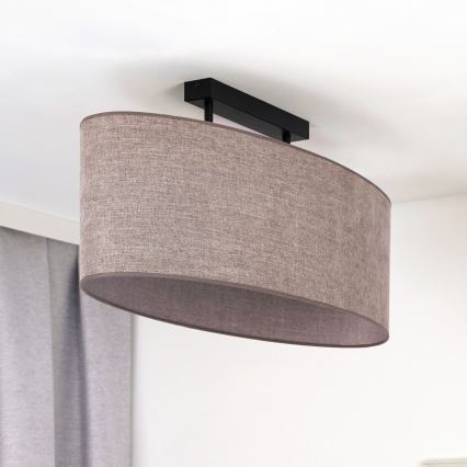 Duolla - Candeeiro integrado OVAL 2xE27/15W/230V castanho