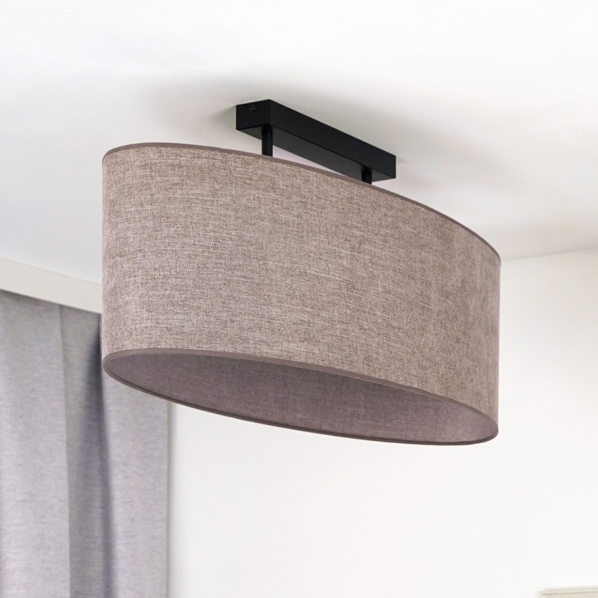 Duolla - Candeeiro integrado OVAL 2xE27/15W/230V castanho
