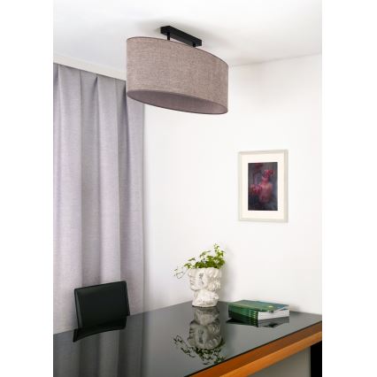 Duolla - Candeeiro integrado OVAL 2xE27/15W/230V castanho