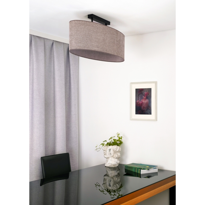 Duolla - Candeeiro integrado OVAL 2xE27/15W/230V castanho