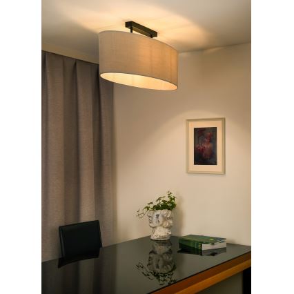 Duolla - Candeeiro integrado OVAL 2xE27/15W/230V cinzento