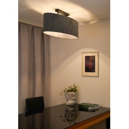 Duolla - Candeeiro integrado OVAL 2xE27/15W/230V cinzento