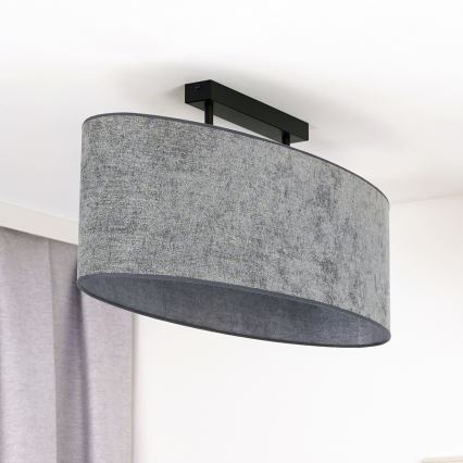 Duolla - Candeeiro integrado OVAL 2xE27/15W/230V cinzento