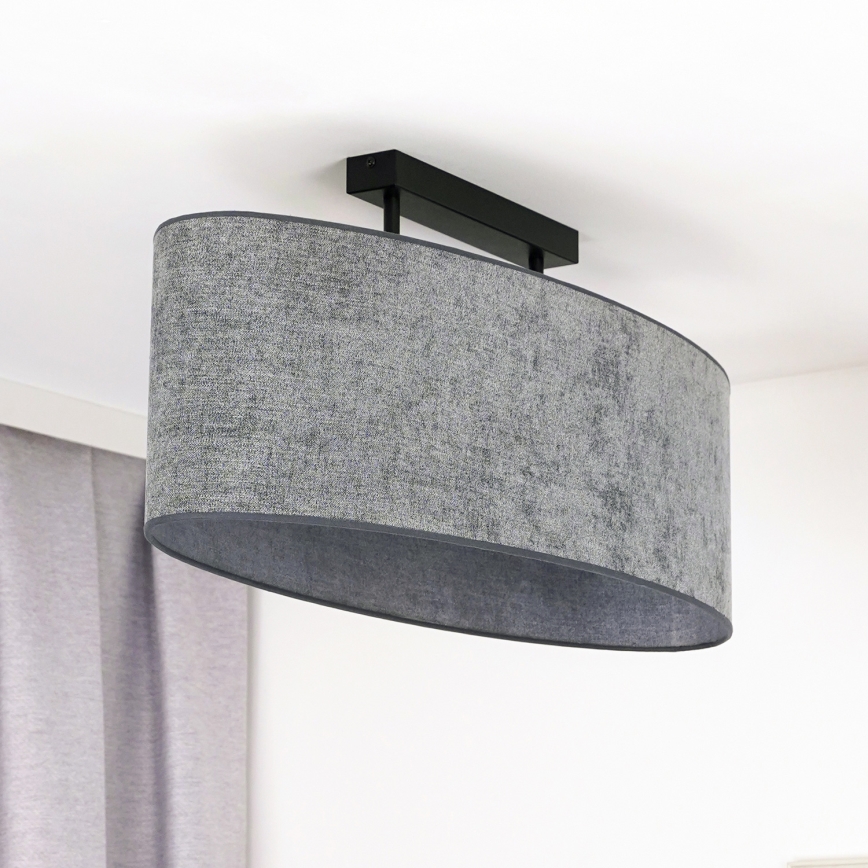 Duolla - Candeeiro integrado OVAL 2xE27/15W/230V cinzento