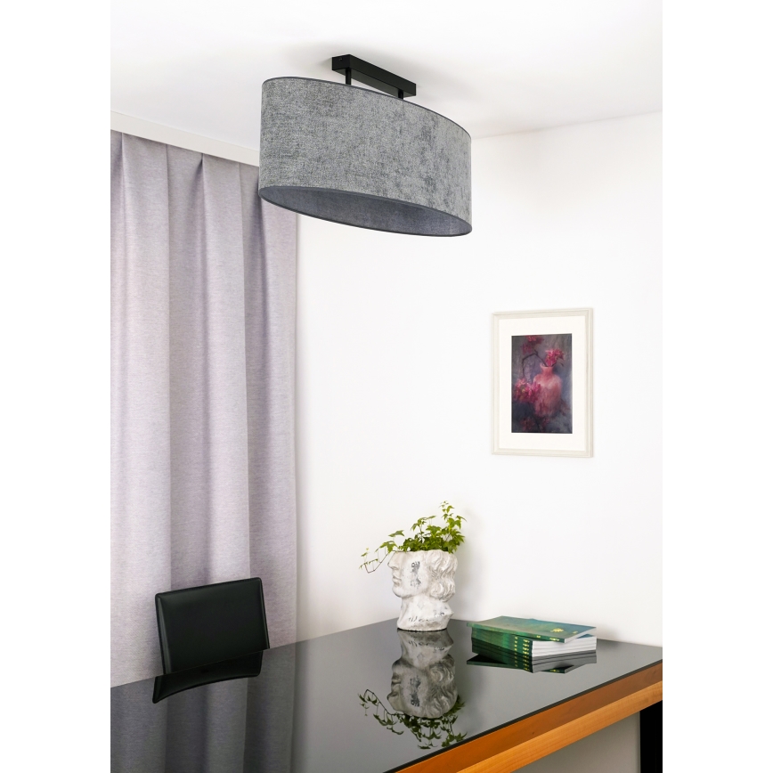 Duolla - Candeeiro integrado OVAL 2xE27/15W/230V cinzento