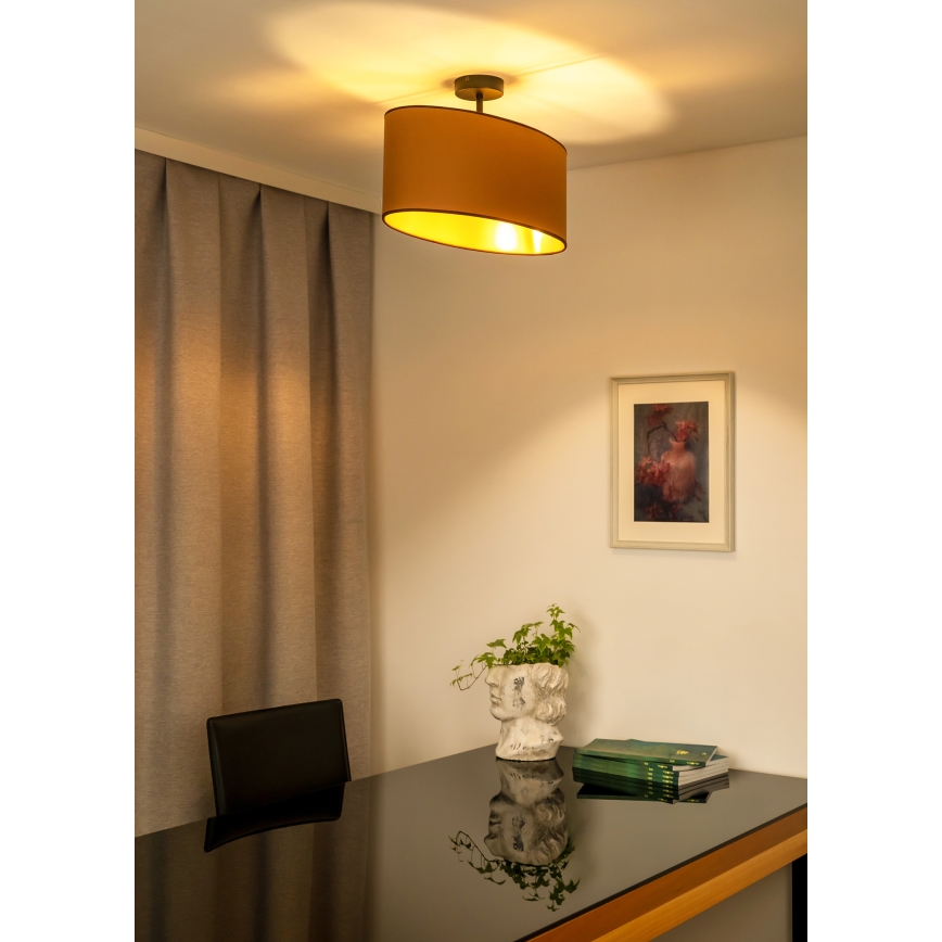 Duolla - Candeeiro integrado OVAL VEGAN 1xE27/15W/230V castanho